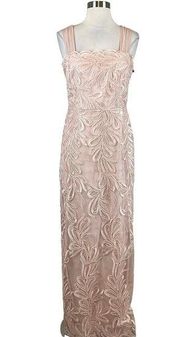 Adrianna Papell Women's Formal Dress Size 4 Pink Embroidered Sleeveless Gown