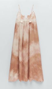 ZARA NWT  Embroidered Bust Knit Crochet Tie Dye Midi Dress