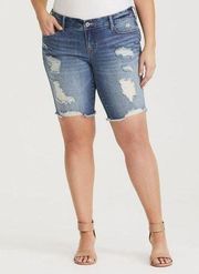 Size 20 Bermuda Boyfriend Stretch Mid-Rise Jean Shorts Womens Distressed