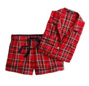 J. Crew Flannel Pajama Short Set, Good Tidings Red Plaid Size Small NWT