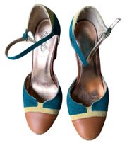 Y2K  cap toe colorblock Mary Jane heels