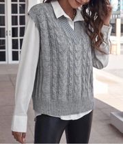 Forever 21 BNWOT  grey cable knit sweater vest