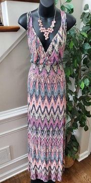 Love Appella Women Polyester V-Neck Sleeveless Casual Long Maxi Dress Size Small