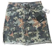 Kensie Puzzle Camo Denim Mini Skirt Frayed 2 26