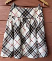 Burberry London Blue Label Flare Skirt Check Brown  36 100% Wool Made in Japan