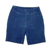 Soft Surroundings Super Stretch Long Inseam Dark Wash Denim Shorts Small Petite