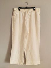 Charter Club White 100% Linen Wide Leg Drawstring Pants XL