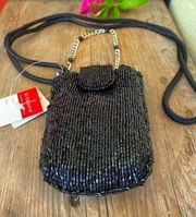 LIZ CLAIBORNE MIMI CROSSBODY BAG/PURSE in a sparkly black. NWT!