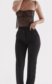 House of Cb Tansy Black Satin Trousers