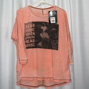 Affliction sz XS NWT 3/4 sleeve peach lightweight soft  t-shirt “Hear Music”