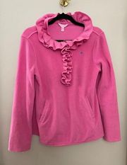 Lilly Pulitzer Pink‎ Ruffle Fleece Quarter Zip Sweater Small