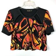 Apple Bottoms Black Orange Pink Crop Top Size M