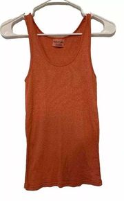 Women Orange Tank Top One Size Stretchy Knit Scoop Neck