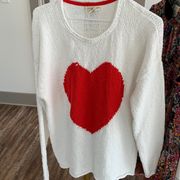 Christian Siriano cream heart sweater xl