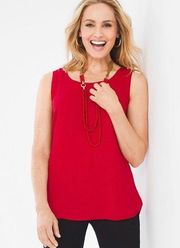 Tart silk linen sleeveless round neck red blouse women Size XS