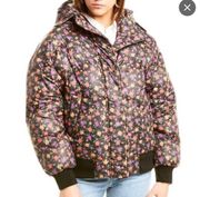 RTR 
THE KOOPLES
Floral Hooded Down Jacket Sz 3 Brown puffer printed brown dark