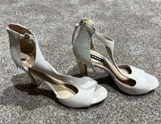 DKNY women shoes heels cream/light grey open toe size 8