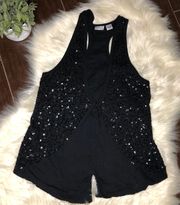 black sequins sleeveless vest medium