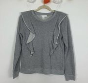 Eye Candy Gray Ruffle Crewneck Sweatshirt Medium