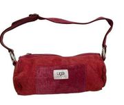 UGG Australia Barrel Bag Muff Shearling Leather Suede Red Purse Shoulder Y2K