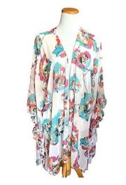 Womens Motherhood Maternity Floral Airy Spring Poncho Kimono - Sz 2X