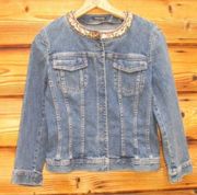 Blue Denim Beaded Jean Jacket