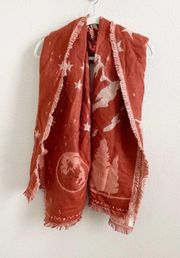 Madewell Starscape Red Fringe Scarf