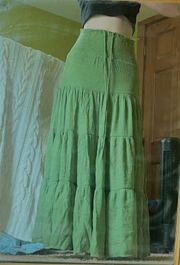 Green Flowy Maxi Skirt 