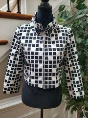 Grace Elements Women's White & Black Cotton Long Sleeve Casual Jacket Size 4