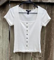 White Square Neck Top