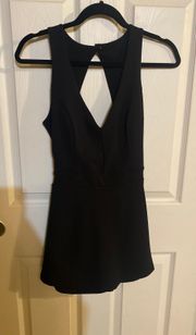 Boutique Black Deep V Romper Dress