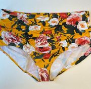 Torrid High Waist Cheeky Bikini Bottom Yellow Floral Ruched Size 4x