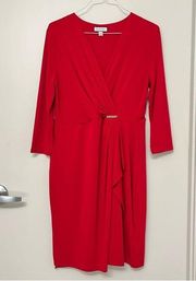 Charter Club Faux Wrap Stretch RED Jersey Dress
Size L