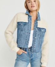 Abercrombie & Fitch Denim And Sherpa Cropped Jean Jacket Medium