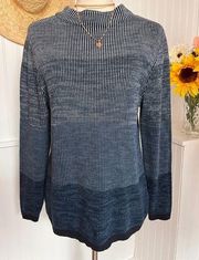 Blue Ribbed Sweater Long Sleeves