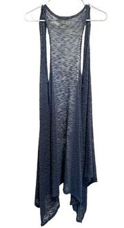 PPLA Navy Blue Sleeveless Open Knit Duster Boho Bohemian Layering large