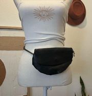 Anthropologie Black Soft Leather Small Chain Crossbody Belt Bag Clutch