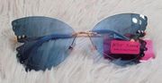 NWT Betsey Johnson Teal Blue Lense Butterfly Wing Sunglasses