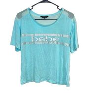 Bebe light blue logo oversized tee size S