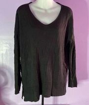 TIME and Tru Long Sleeve Scoop Neck Pullover Sweater Black Size Medium