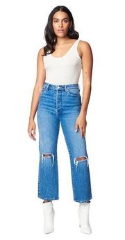 The Baxter Rib Cage Straight Leg Knee Rip Wide High Rise Jeans NWT Size 27