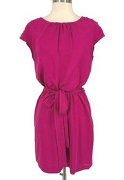 Guess Cap Sleeve Belted Mini Dress Pink Fuschia Size 4