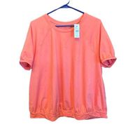 Lane Bryant Women’s Short Sleeve Banded Bottom Shirt in coral Sz 30/32 NWT