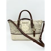 Brahmin CreamBrown Mini Asher TriTexture Crocodile Leather Shoulder Bag