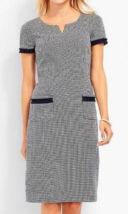 Talbots Women Size 12 NWT Regular Navy & White Houndstooth Dress Pockets