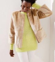 Loft Faux Fur Zip Front Jacket