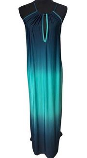 Jordan Taylor Green Ombre Halter Maxi Dress