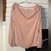 BLUSH pink sheer blouse victorian, classy top M