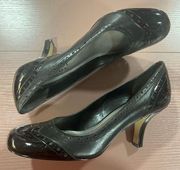 Franco Sarto Women's  Suede & Patent Leather Heel