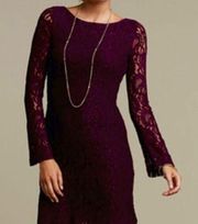 Tart Purple Lace Long Sleeve Dress with Bell Sleeves